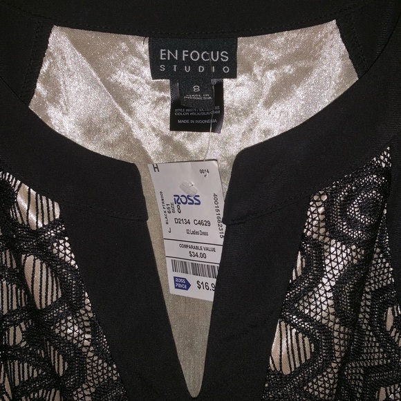 Size 8 Black and Tan Dress Fitted Waist - Picture 3 of 8